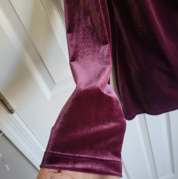 Land's End purple velvet long sleeve drape neck top women's small size 6 - 8 - Picture 8 of 16